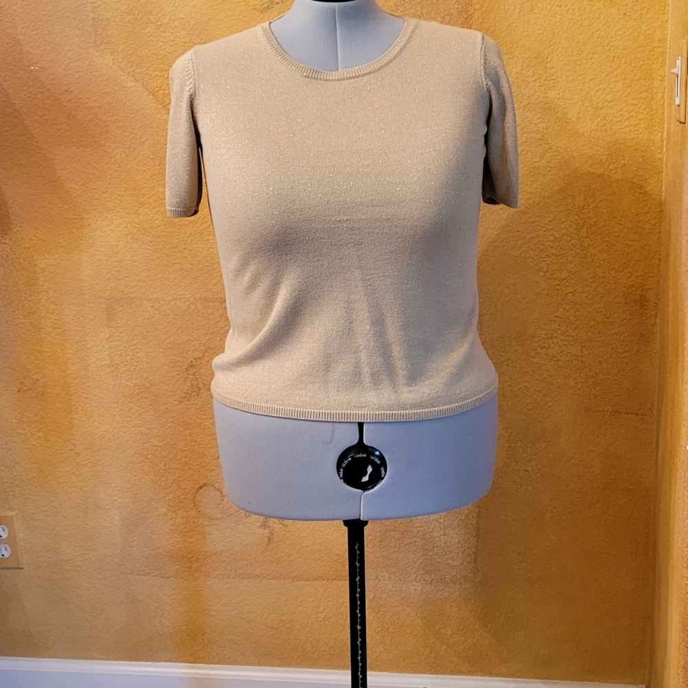 Pullover Top Short Sleeve - Gold Metallic